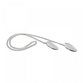 sourcing map Napkin Chain, 18.9"x0.14"(LxDia) Alloy Neck Bib Holder Chain Sun Hat Strap Cord Lanyard with Clips for Napkin Cap Fixing, Silver Tone