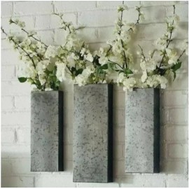 Magnolia Home Wall Vases Magnolia Home Joanna Gaines Galvanized zinc Metal Sconce Planter Set