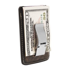 House of Jack Co. Wyatt Slim Money Clip Wallet for Men, Minimalist Front Pocket Card Holder, Full Grain Cowhide Leather Wallet, Brown