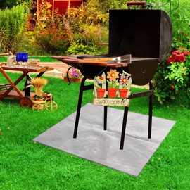 TSHAOUN Fire Pit Mat Fireproof Mat, Reusable High Temperature Resistant Grill Mat Fire Blanket Gas BBQ Heat Insulation Pad for Barbecue Picnic, Protect Deck, Backyard, Grass 100 x 100cm (Gray)