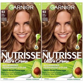 Garnier Nutrisse Hair Color 63 Light Golden Brown 2 Pack Permanent Dye 100 Gr...