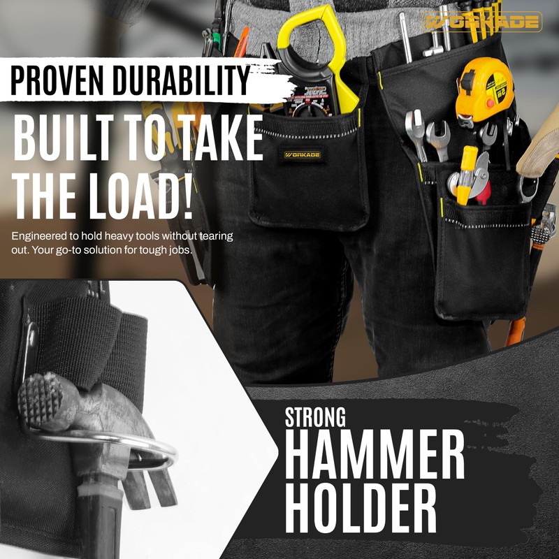 WORKADE Tool Belt | Magnetic Tool Pouch with 32 Pockets
