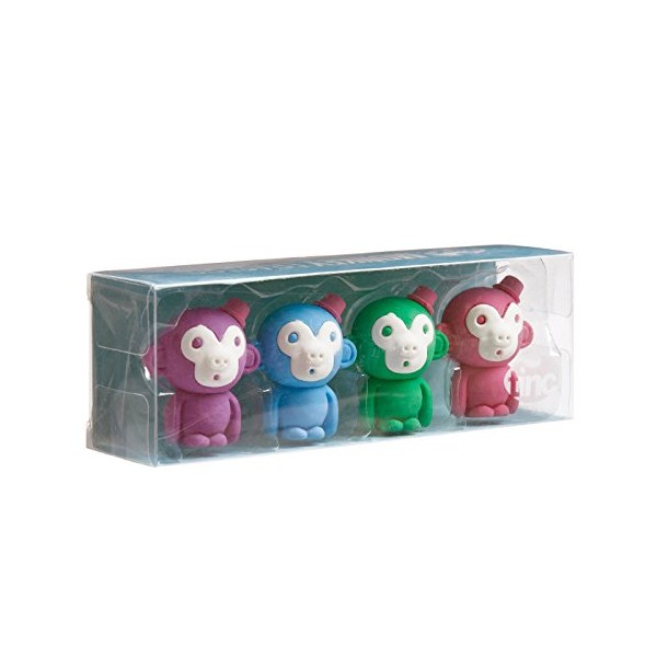 Tinc Monkey Shaped Eraser Set | Fruit Scent | Includes 4 Erasers | Correct Mistakes Easily | Great for School and Homework | for Boys and Girls | Animal Design - Pack of 4