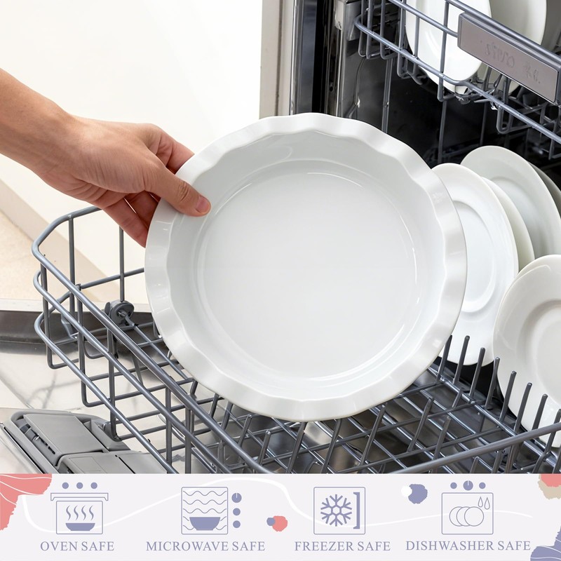 Miicol Ceramic Pie Pan Set of 2, 50 oz Ripple