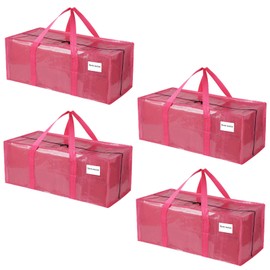 SJYYDS 4 Pack Extra Large Moving Bags with Handles and Zippers，Reusable Heavy Duty Storage Packing Bags for Moving Storage Clothes or College Dorm Moving Tote Bags Space Saving Moving Supplies Pink