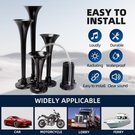 Yokocen Universal Truck horn kit, ultra loud dB. The Air horn with compressor is suitable for cars/semi/trailers/pickup/motorhome/SUV/truck/train 12V 150db and other vehicles (4 speakers)