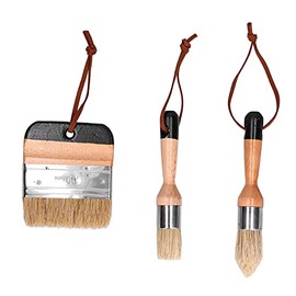 Walfront 3 Piezas Pintura Tiza Encerado Pinceles para Fregar Y Pinceles de Pintura Redondos para Muebles de Decoración del Hogar Pintura Grande de Bricolaje, Cepillo De Pintura