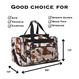 NGIL Canvas 20" inch Duffle Bag (Cow Print-Black)