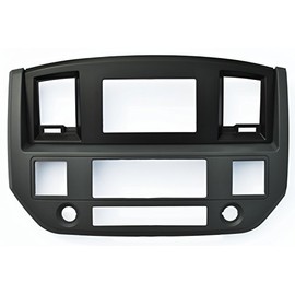 Slate Grey Black and Silver Aftermarket Stereo Radio Double Din Dash Install Kit Compatible with Dodge Ram 2006 2007 2008 2009 (w/o Steering, Black)