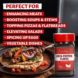 Eastanbul Urfa Biber Pepper, 5.6oz Urfa Pepper Flakes, Mild-Moderately Hot Pepper Flakes, Blackish-Red Pepper Flakes, Special Pul Biber, From Unique Spices of Urfa Chili Flakes AKA Isot, Urfa Spice