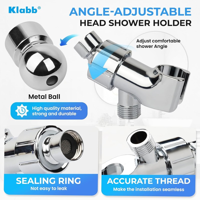 Klabb Adjustable Handheld Shower Head Holder and 79 Inch Hose,Premium