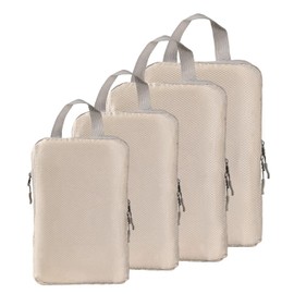 Compression Packing Cubes Expandable Packing Cubes Compression Waterproof Packing Cubes Travel Organizer Compression for Suitcase Carry On Travel Essentials （Beige-4Set）