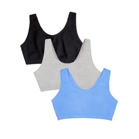 Fruit of the Loom Women's Built Up Tank Style Sports Bra, Cornflowerblue/Grey/Black, 48