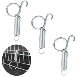4pcs 75mm Metal Finger Spring Latch Hook, One-Handed Cage Door Spring Hooks, Large Cages Lock for Fixing Pet Cage Door,Bunnies, Rodents, Hamsters, Squirrels, Birds Cages Hook