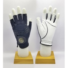 Copper Tech COPPERTECH Plus Womens Half Glove Worn ON Left Hand (White/Black, MED to LG(ONE Size FIT Most), Worn on Left Hand)