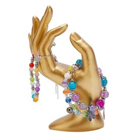 DELORIGIN Gold Hand Jewelry Display Holder, OK Decorative Mannequin Hand Jewelry Holder, Hand Bracelet Ring Organizer Jewelry Stand Storage Hand Jewelry Watch Stand For Bracelets Photo Props