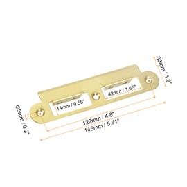 sourcing map 2 Sets Door Strike Plate, 33mm x 145mm Stainless Steel Latch Deadbolt Replacement Lock Strike Plate for Door Frame Door Jamb Reinforcement, Gold