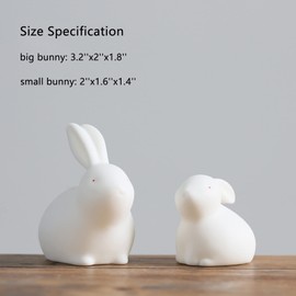 Lifexquisiter Ceramic Bunny Figurine Statue Easter Decor, White Bunnies Mom and Baby Statue Sculptures for Home Decor, Cute Rabbit Figurines Ornaments for Thanksgiving Christmas Festival Decor