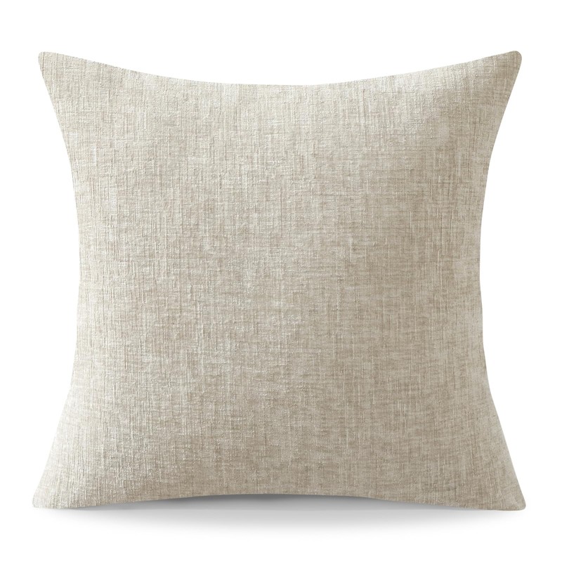 JOTOM Chenille Cushion Covers 60x60 cm Soft Beige Decorative Throw