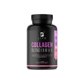 B Life Colágeno Hidrolizado Tipo I, II, III, V y X | 400 cápsulas | Con Vitamina C y Ácido Hialurónico | 1000 mg por porción | Ingredientes Naturales | Collagen Blend I, II, III, V X