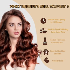 Instant Cherry Brown Hair Color Shampoo - Long-Lasting 3-in-1 Hair Dye for Women and Men, Easy-to-Use Brown Color in Minutes