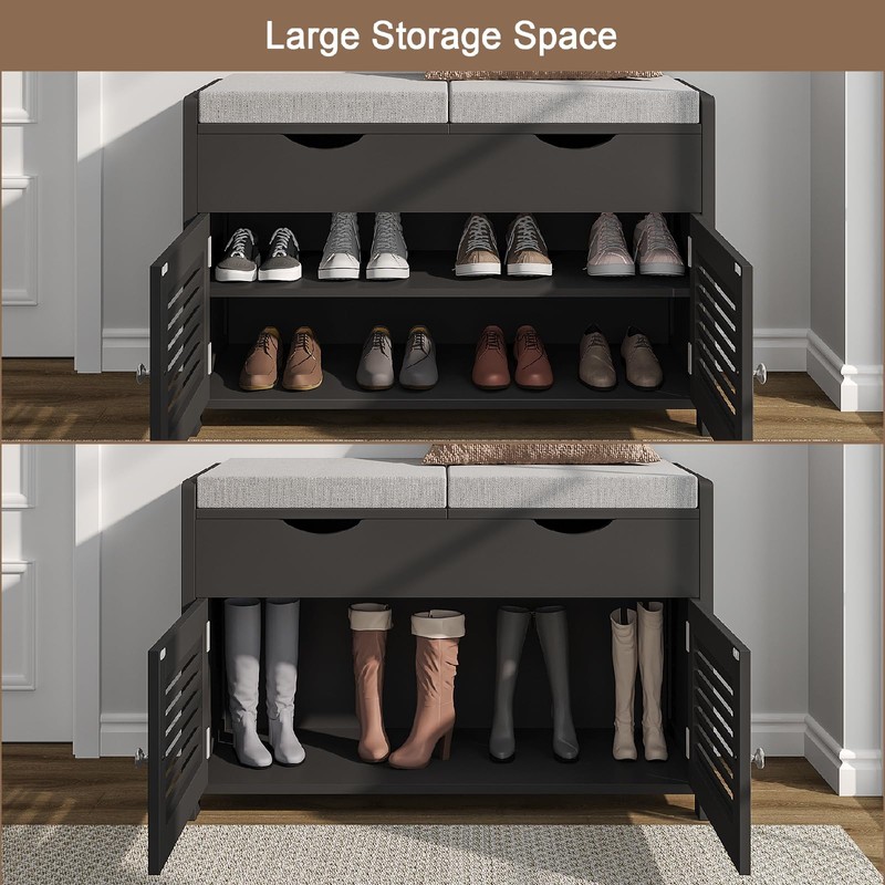 ChooChoo Shoe Storage Bench with Lift Top Storage, Entryway Bench