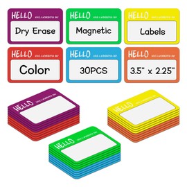 Hello Have A Wonderful Day Magnetic Labels Writable by Dry Erase Marker,Reusable Magnets for Ferromagnetic Metal 2.25x3.5 Inches