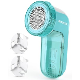 BEAUTURAL Fabric Shaver and Lint Remover, Sweater Defuzzer with 2-Speeds, 2 Replaceable Stainless Steel Blades, Battery Operated, Remove Clothes Fuzz, Lint Balls, Pills, Bobbles