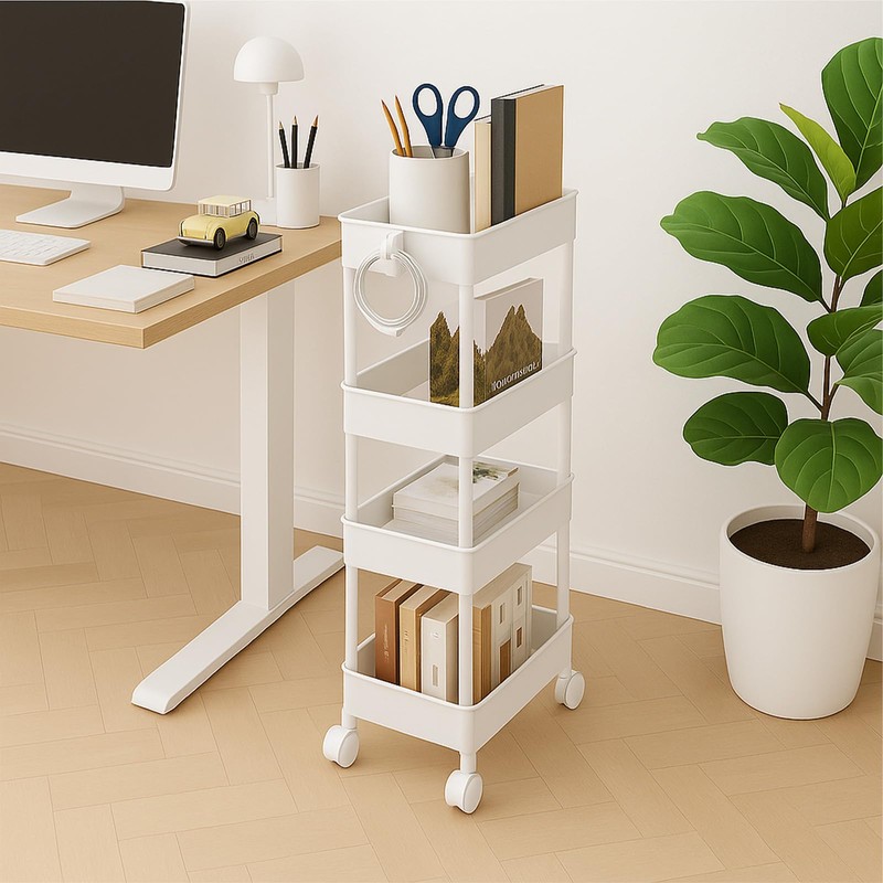 ShellKingdom 4 Tier Bathroom Storage Organizer, Slim Rolling Storage Cart