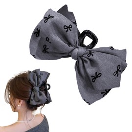 JazSwirl Bow Claw Clip for Women, Large Hair Claw with Bows, Bow Claw Clips for Thick and Thin Hair, Chic Hair Accessories, Elegant Plastic Claws for Everyday and Formal Styles