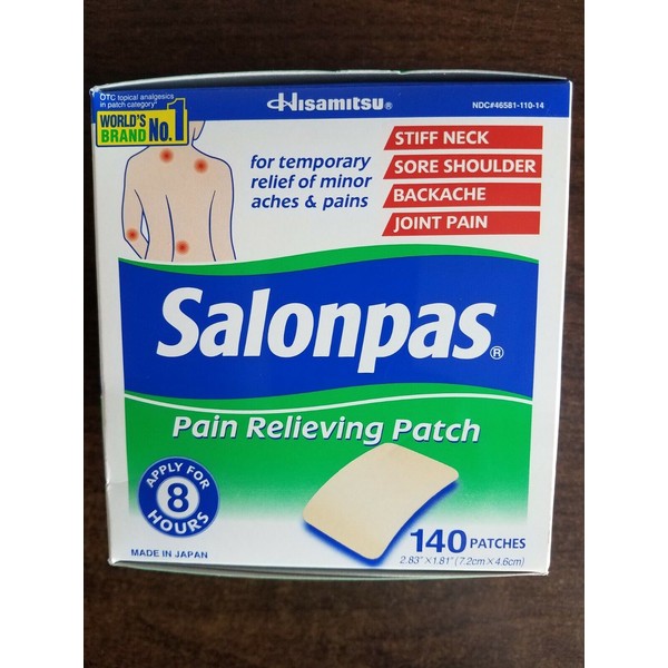SALONPAS PAIN RELIEVING PATCH 140 PATCHES MADE IN JAPAN ORIGINAL SEALED 11/2023
