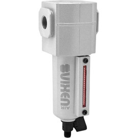 Vixen Air 3/8" NPT in-line Aluminum Air Filter (Water Trap/Separator) for Air Ride/Suspension/Air Tools Silver VXF3938S