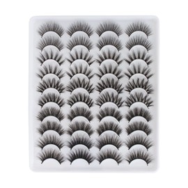 Parriparri 6D False Eyelashes Fluffy Dramatic 20 Pairs Natural Eyelashes 5 Styles Long Volume Handmade Makeup Eyelashes Wispy Lashes Easy to Apply