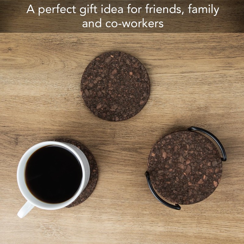 Thirstystone Set of 6 Thick Dark Cork Coasters in Attractive
