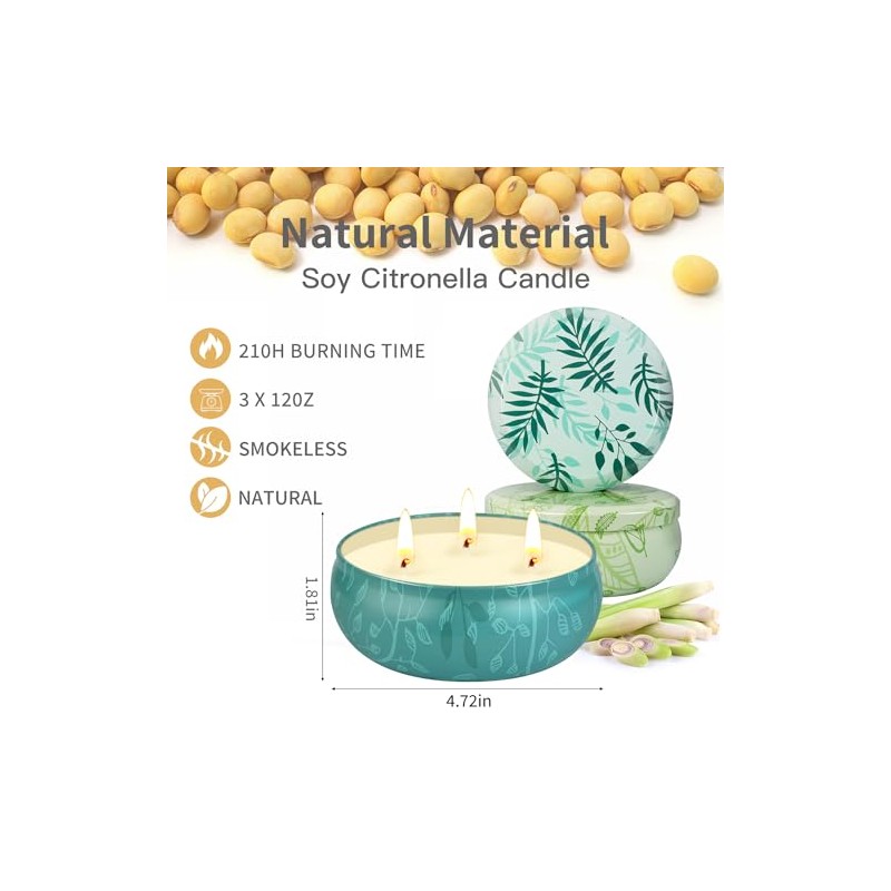 KIYTARBOO Citronella Candles - 3 Pack Large Outdoor Candles