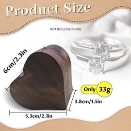 Walnut Wooden Ring Box, Walnut Heart Ring Box with Soft Velvet, Wooden Ring Box, Heart-Shaped Ring Box Made of Walnut, Wooden Ring Box for Wedding, Vintage Wooden Ring Box for Engagement Wedding