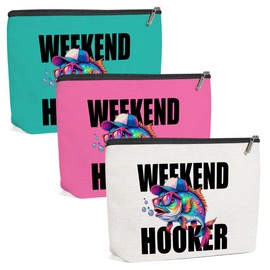 3 Pack Sarcastic Funny Summer Colorful Summer Fish Fishing Gifts Makeup Bag,Teacher Girl Trip Travel Essentials Cosmetic Bags for Women, Travel Toiletry Bag Anniversary Birthday Girls Weekend Vacation