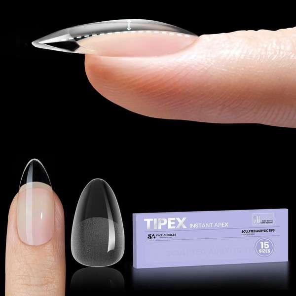 Tipex Instant Apex Nail Tips, Short Almond Full Cover Gel