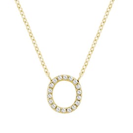 Jewels By Erika N-10OY Initial Diamond Pendant Necklace for Women and Girls, 10K Solid Yellow Gold, 0.05CT Diamond Accent, H-I Color, Elegant Gift for Birthdays, Anniversaries, and Special Occasions