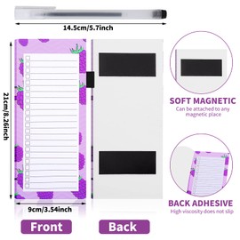 Abeillo 2 Pack Magnetic Shopping List Pad for Fridge with Pen, Magnet Notepad Grocery List (Grapes + Strawberry)