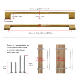 TUNNY 5 Pack Classic Cabinet Handles-10.08"/256mm Screw Spacing Antique Brass Furniture Hardware Handles for Kitchen Cabinets Bedroom Cabinet Pull