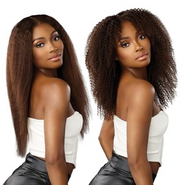 Sensationnel Empire multi weave hair - wet and wavy kinky curly human hair 3 bundle layered lengths (14 16 18 inch, 1B OFFBLACK)