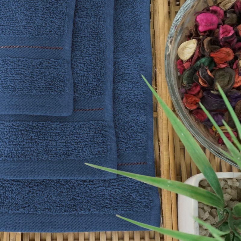 CASABELLA Premium Quality 12 R-Blue Face Towels (30x30CM) Highly Absorbent
