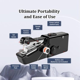 Handheld Sewing Machine, Mini Pet Clothes Sewing, Portable Hand Sewing Machine for Beginners, Home & Travel Quick Repairs Electric Hand Held Sewing Device (Black)