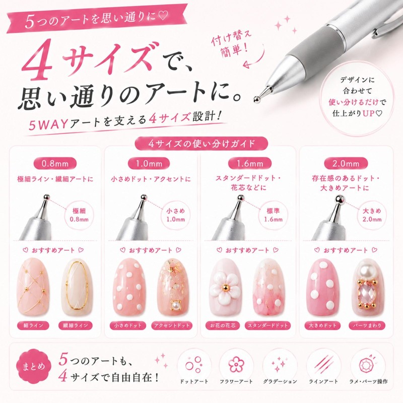Liberte555 ドットペン ネイル スタイラス エンボス ラインストーン ピックアップ ネイル用品 セルフネイル (グレー)