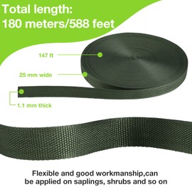 Shappy Tree Tie Strap Garden Webbing Strap Garden Plant Supports Tree Tie Staking for Outdoor Use, Plant Supports, Grafting, Straightening Supplies(Dark Green,590.55 Feet x 1 Inch)