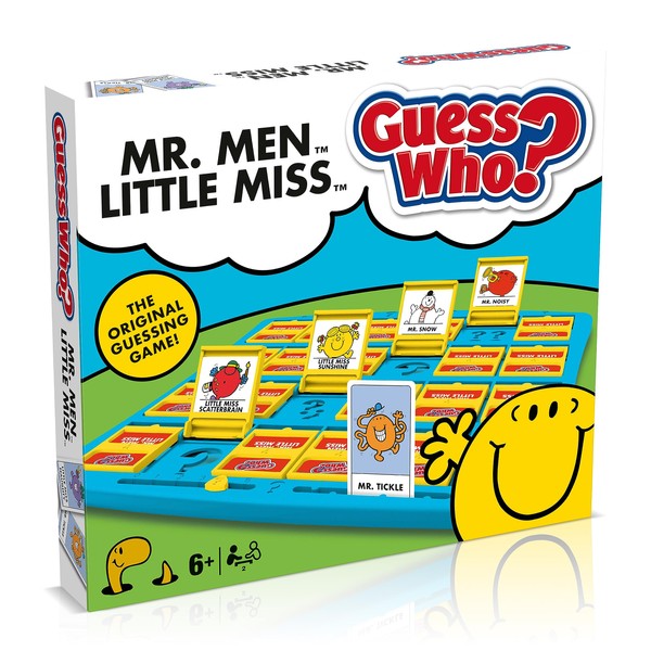 Winning Moves Mr Men and Little Miss Guess Who? Board Game, Play with Mr Grumpy, Mr Funny, Mrs Happy and Mr Sad to guess your opponents character, makes a great gift for ages 6 plus