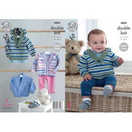 King Cole 4803 Knitting Pattern Hoody Sweater Cardigan Socks in King Cole Cherish & Cherished DK