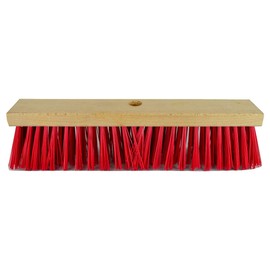 Street Broom 40 cm Flat Wood Elaston Red Handle Hole Yard Broom Industrial Broom Workshop Broom