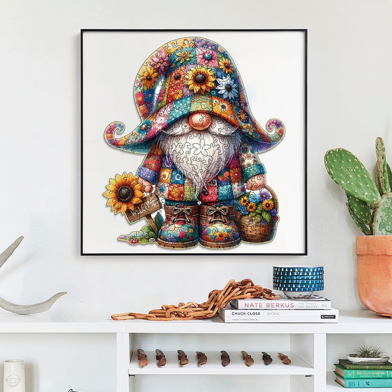Wooden Jigsaw Puzzles, 300 Pieces Gnome Wooden Puzzles for Adults